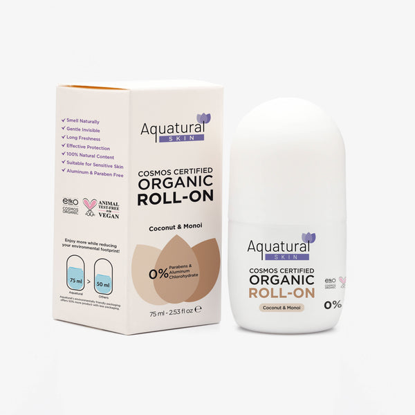 Organic Roll-On Deodorant for Men Coconut & Monoi - Natural Ingredients - Cosmos Certified