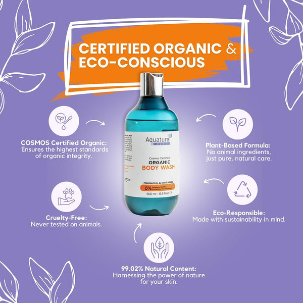 Aquatural Organic Body Wash - Plant-Based, Vegan | Cosmos Certified