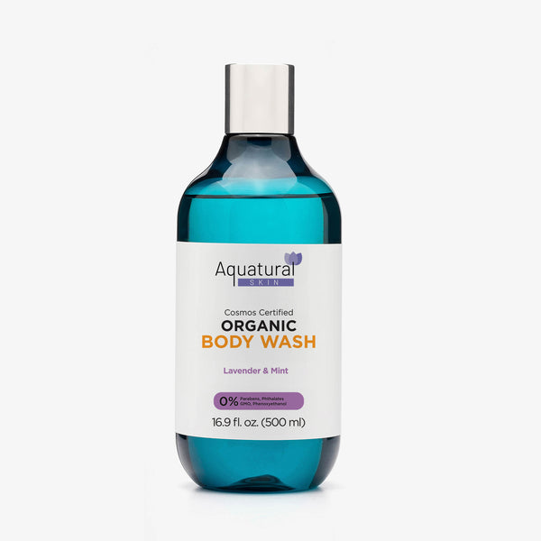 Aquatural Organic Body Wash Lavender & Mint - Plant-Based, Vegan | Cosmos Certified